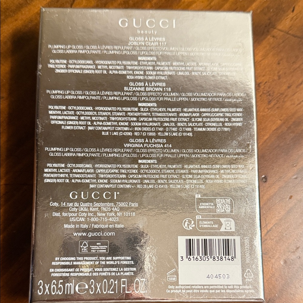 Gucci Beauty Lip Gloss Trio - Clear, Brown-Nude, Red - Picture 2 of 2